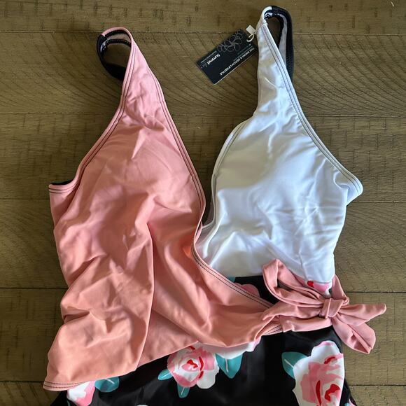 Summer Mae V-Neck Floral Tummy Control One Piece NWT - XL - Picture 4 of 8